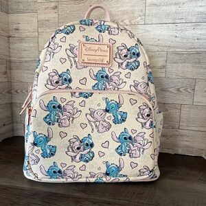 Disney Loungefly Angel and Stitch Valentines Hearts backpack NWT